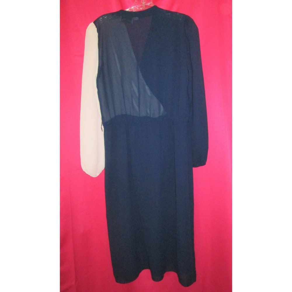 1980 vintage blue colorblock midi dress size small - Picture 6 of 6